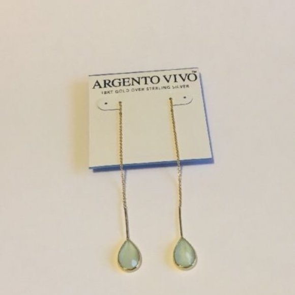 Argento Vivo 18k Gold Plated Silver Drop Earrings - Picture 1 of 3